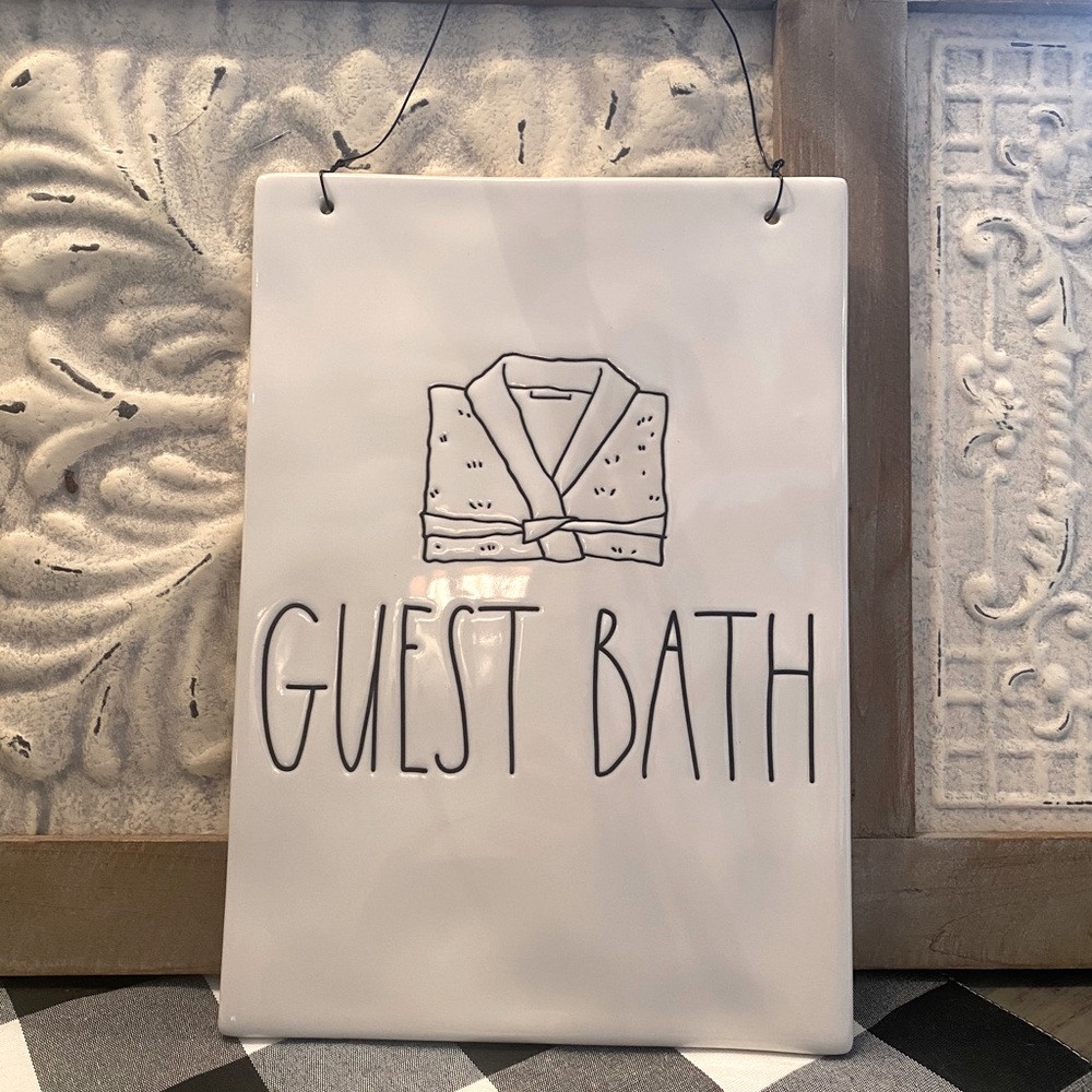 Rae Dunn GUEST BATH Ceramic Sign Brand New!
